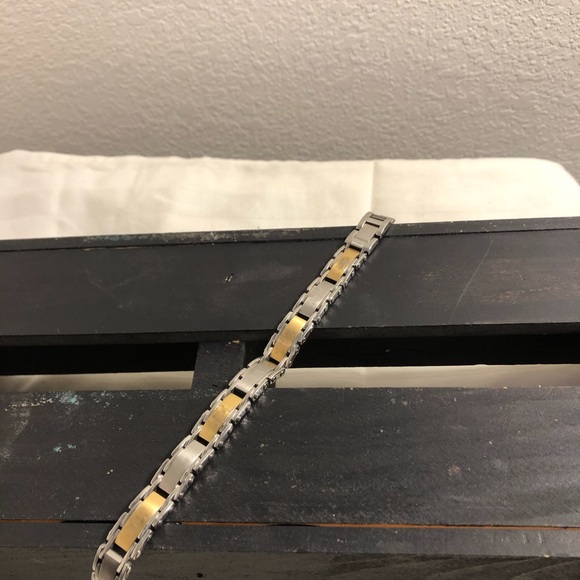 Men’s two-tone ss link bracelet - Picture 1 of 5